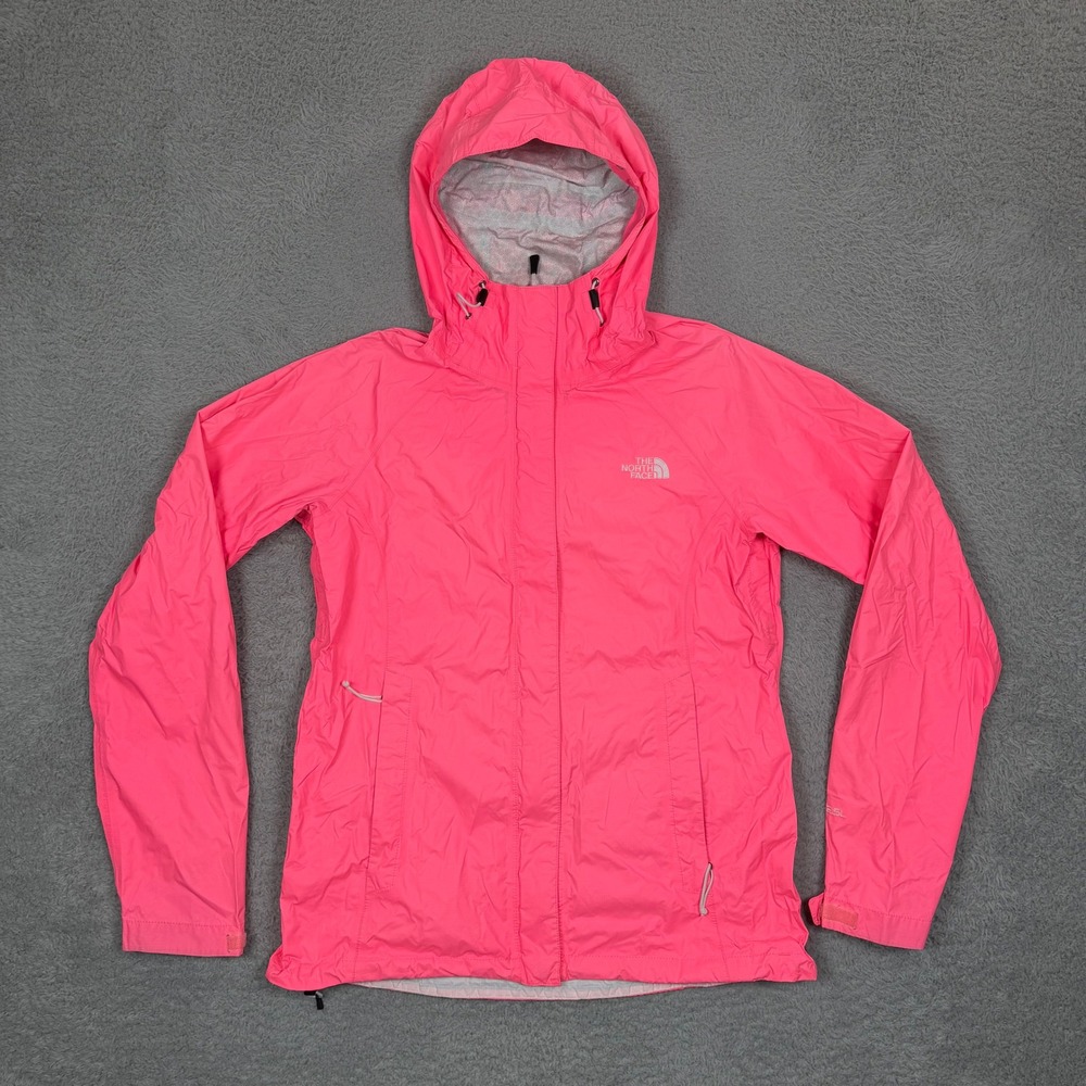The North Face Womens HyVent 2.5L Rain Jacket Neon Pink Hooded Shell Size S